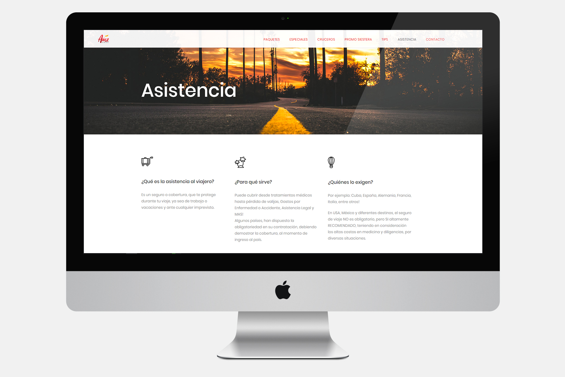 Mockup web AMZ Viajes