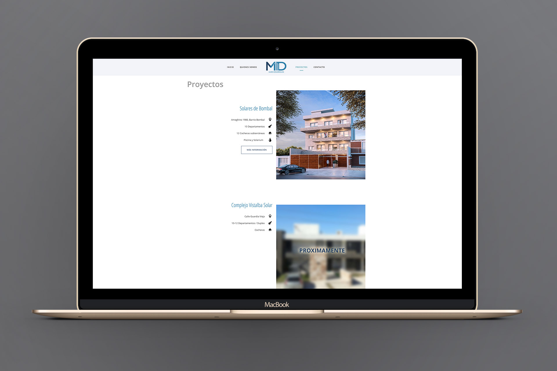 Mockup web Mares Desarrollos